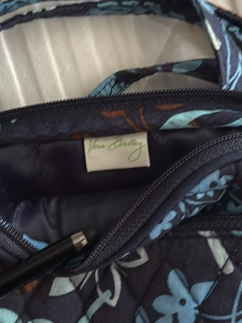 Vera Bradley Quilted Navy Floral Crossbody Purse
